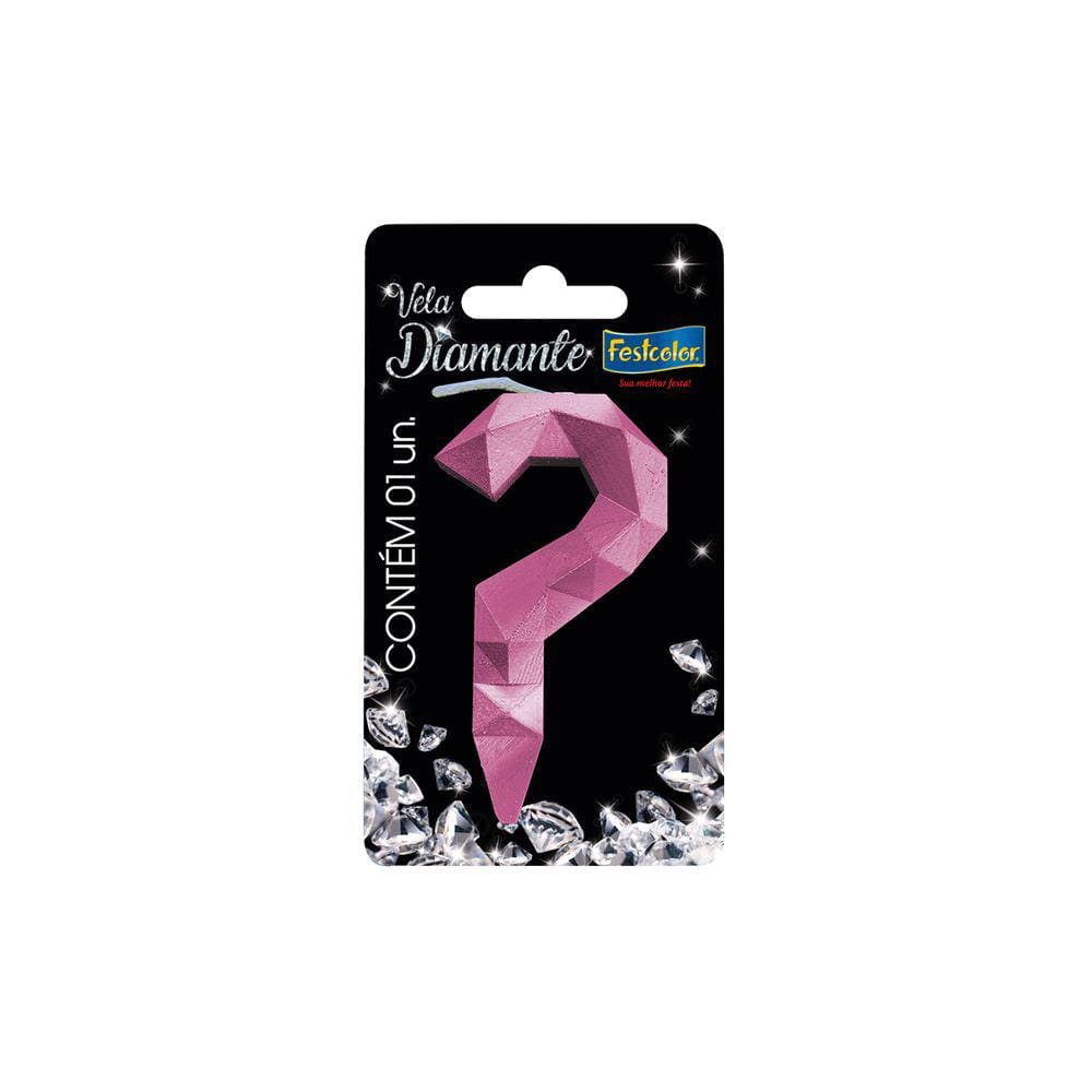 Vela de Aniversário Diamante Rosa