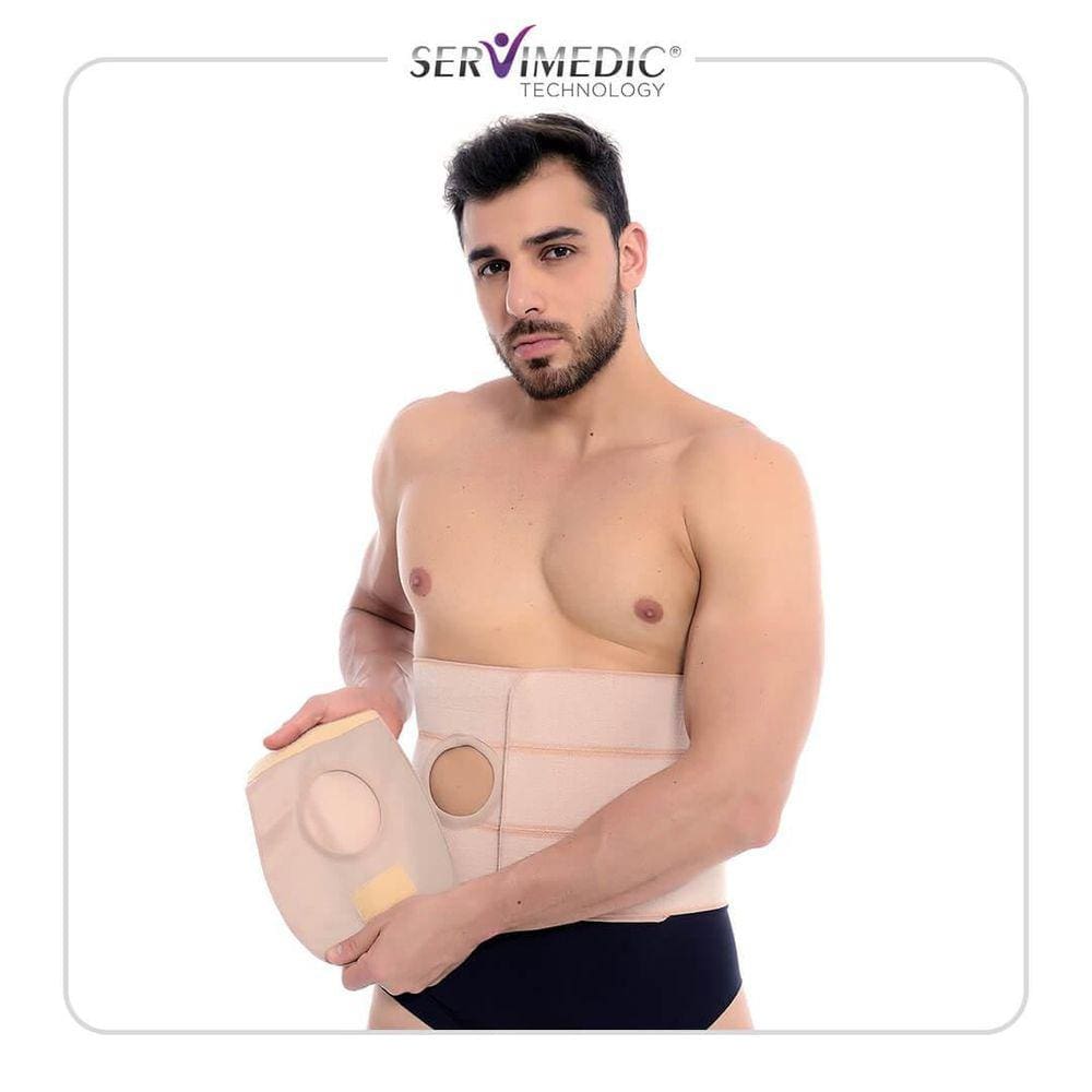 Faixa Abdominal Bolsa De Colostomia Unissex - Bege - P