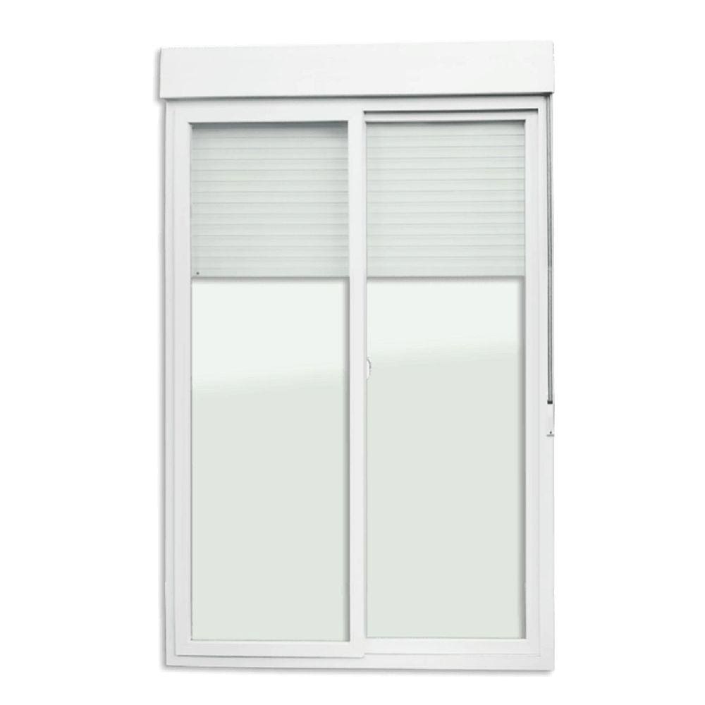 Porta de PVC Integrada de Correr 230x150cm Com 2 vidros lisos temperados Com Cremona ITEC Brimak Branco