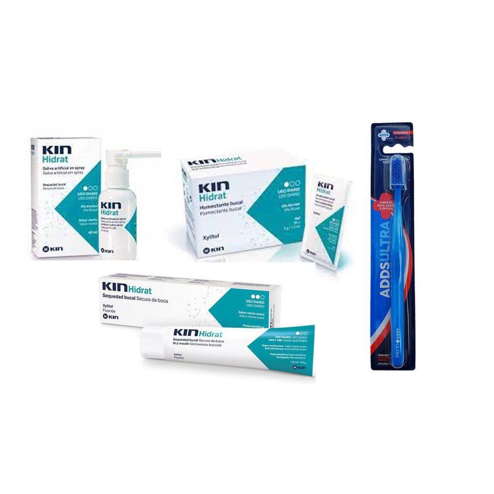 Kit Boca Seca Kin Hidrat c/3 produtos e 1 escova ultra macia