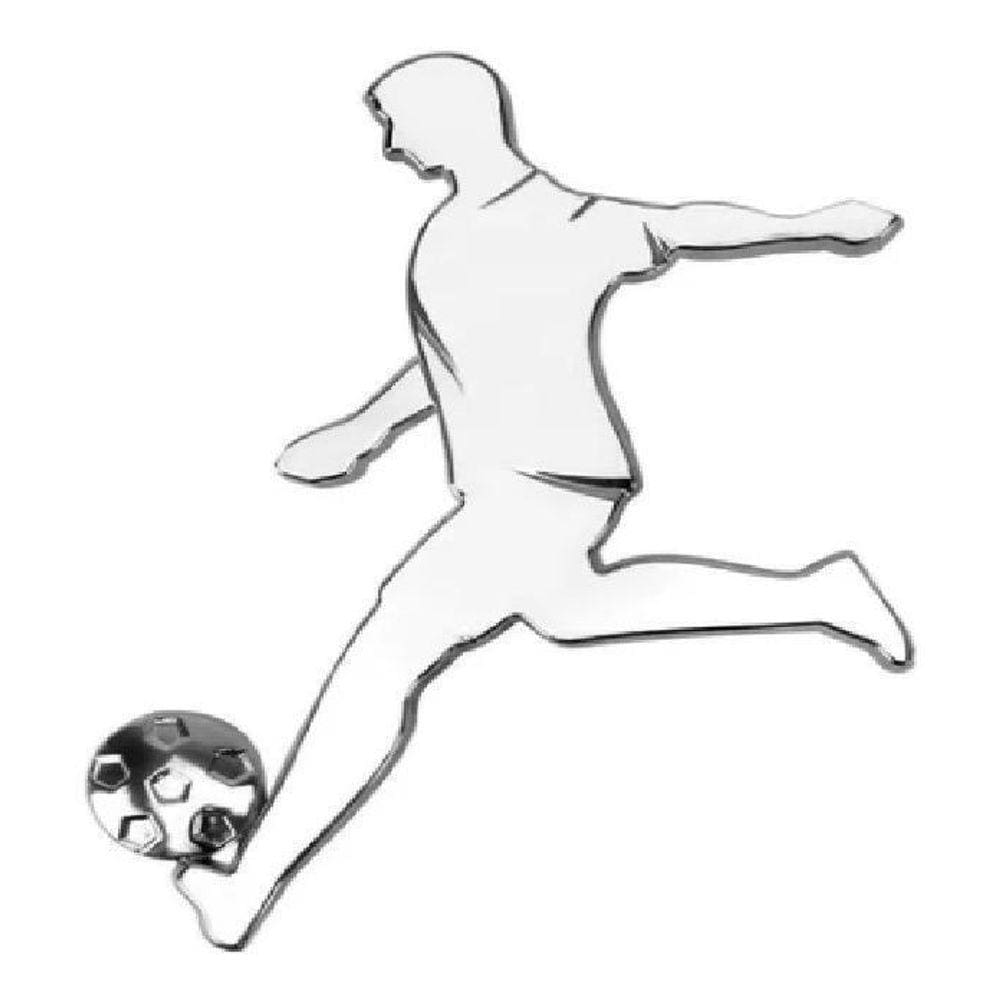 Emblema Adesivo Alto Relevo 3D Futebol Masculino Cromado