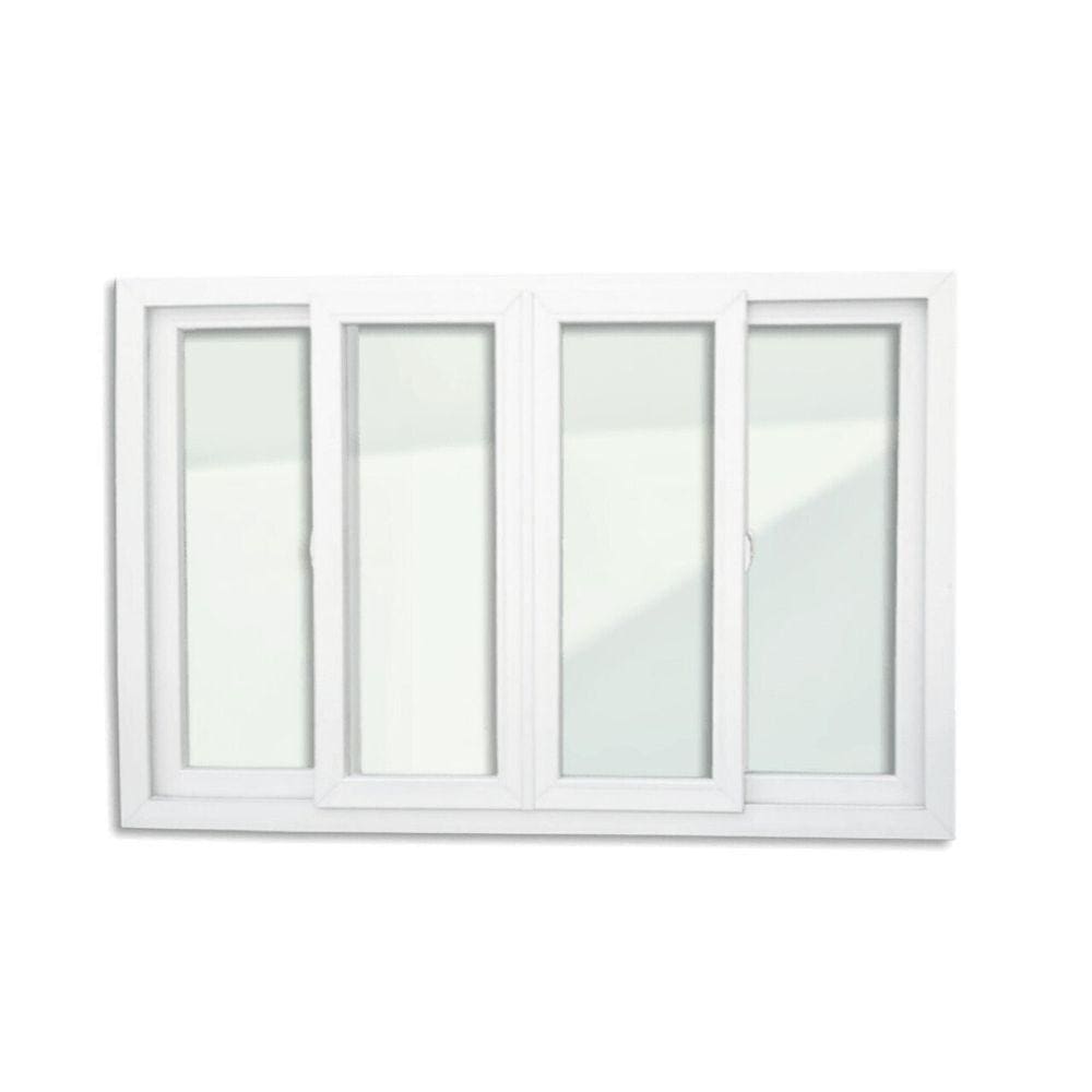 Janela de PVC 100x150cm 4 Folhas com Vidro Liso ITEC Brimak Branco