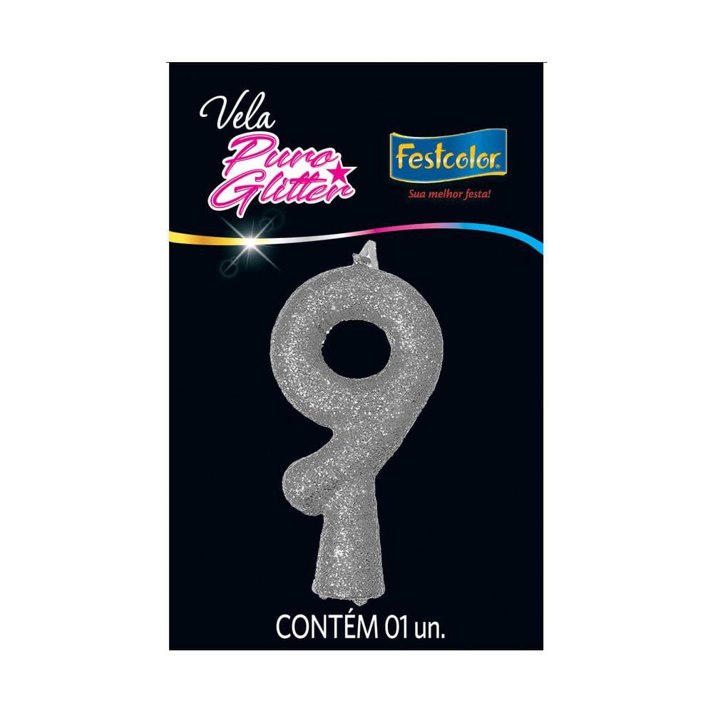 Vela de Aniversário Puro Glitter Prata