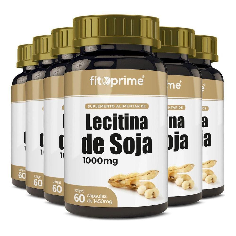 Kit 6 Lecitina De Soja 1000Mg 60 Cápsulas Fitoprime