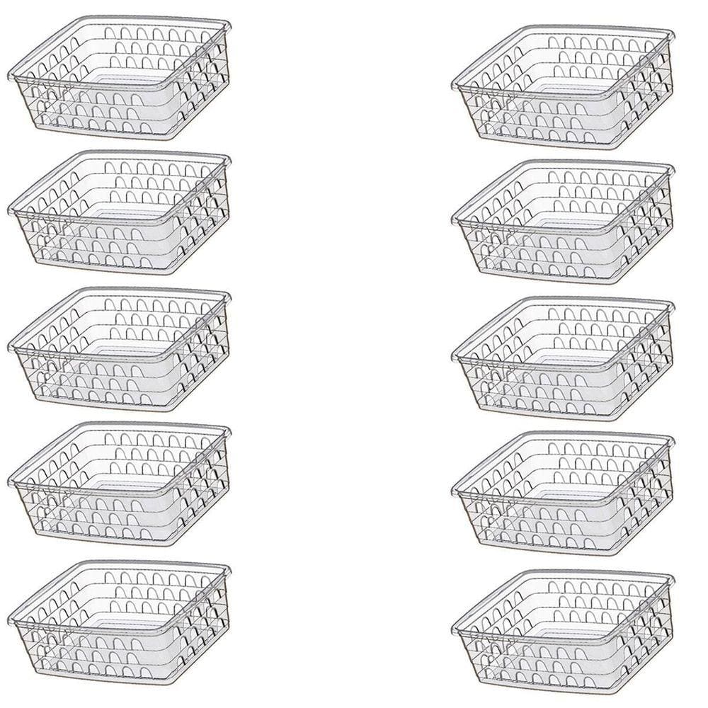 Kit 10 Caixas Cesto Organizador Decorativo Multiuso Transp 1118 Uninjet