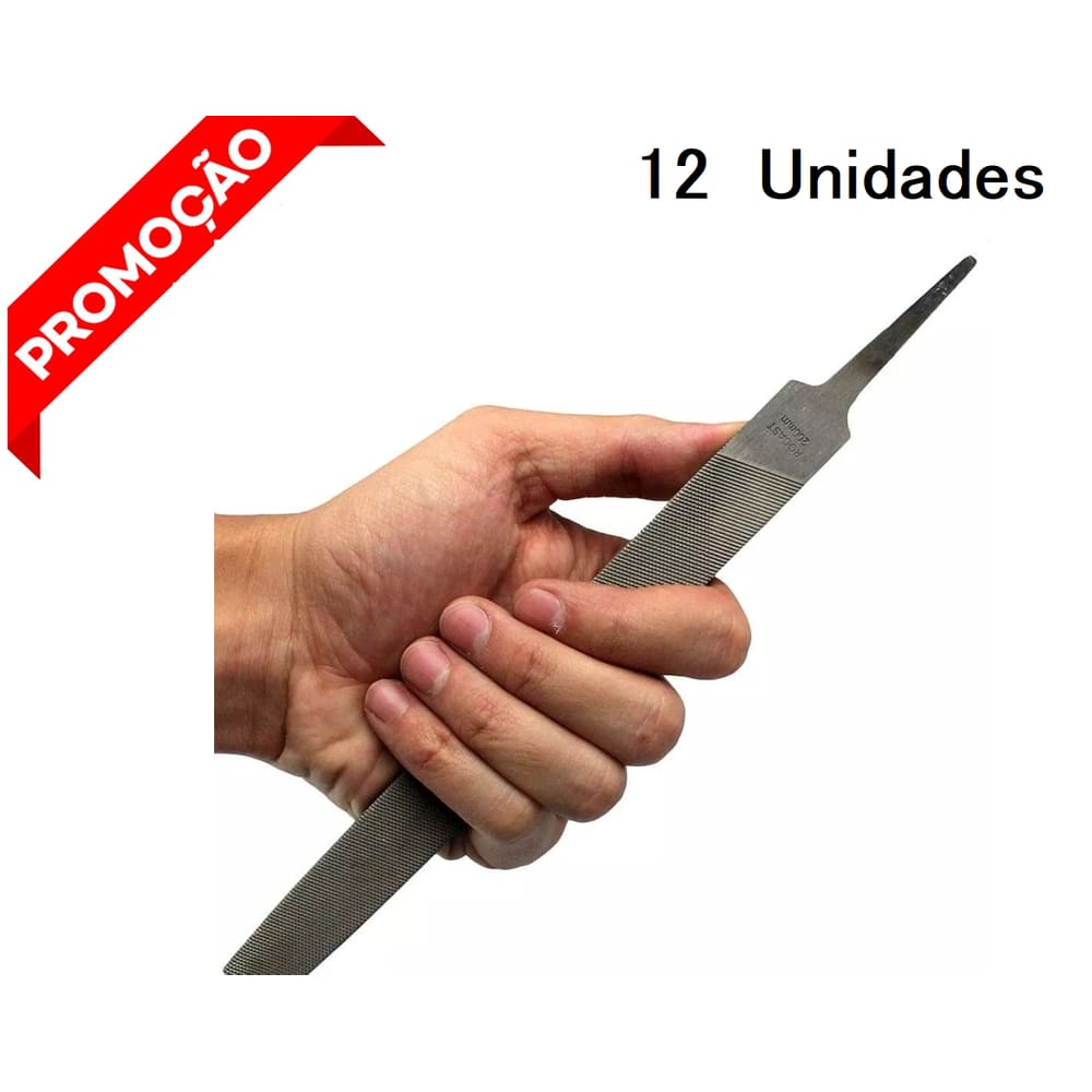 Jogo 12 Lima Profissional Ferro Amolar Ferramenta 8" Bastard