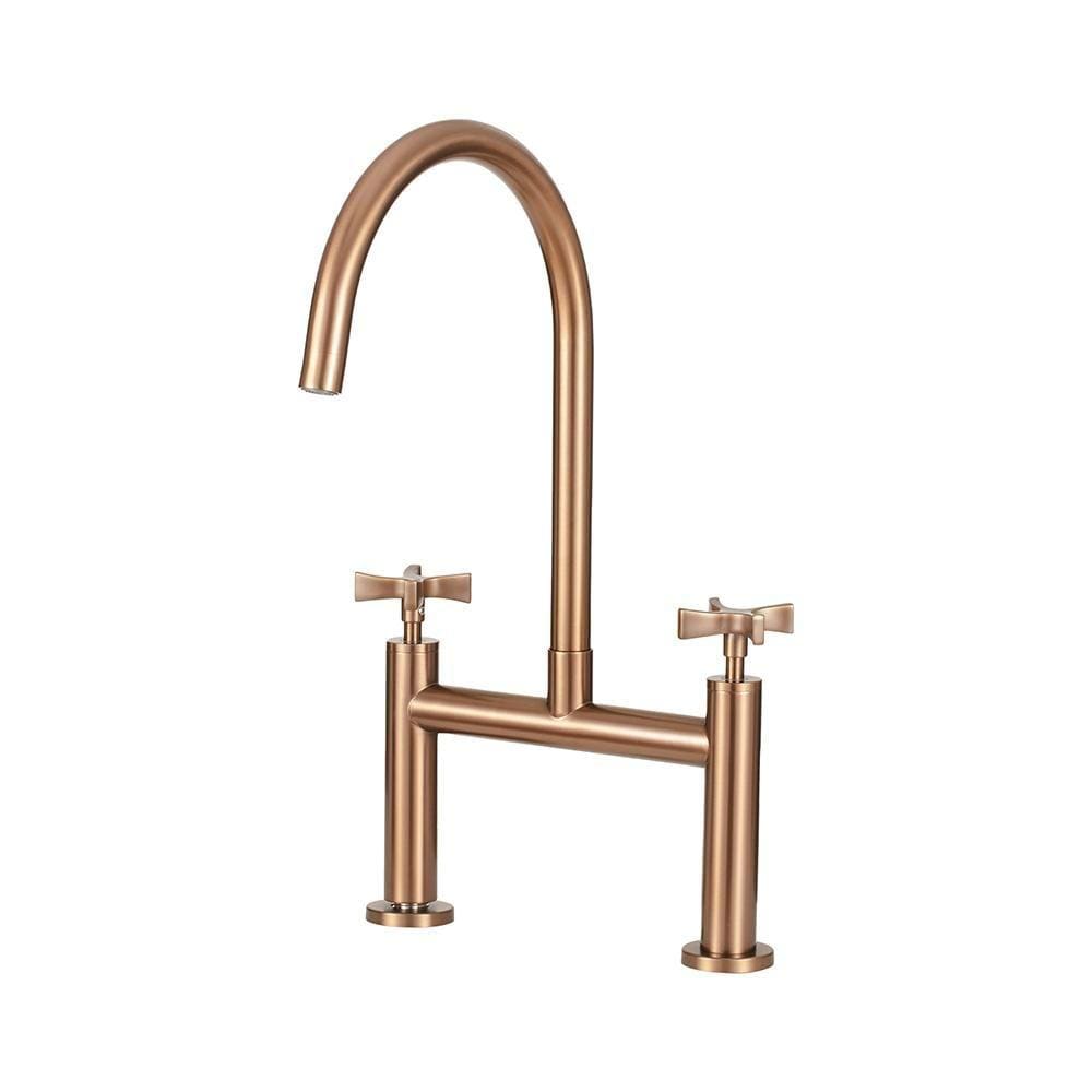 Torneira Para Cozinha Gourmet Inox Misturador Duplo Comando Içana Pingoo.casa - Dourado Rose