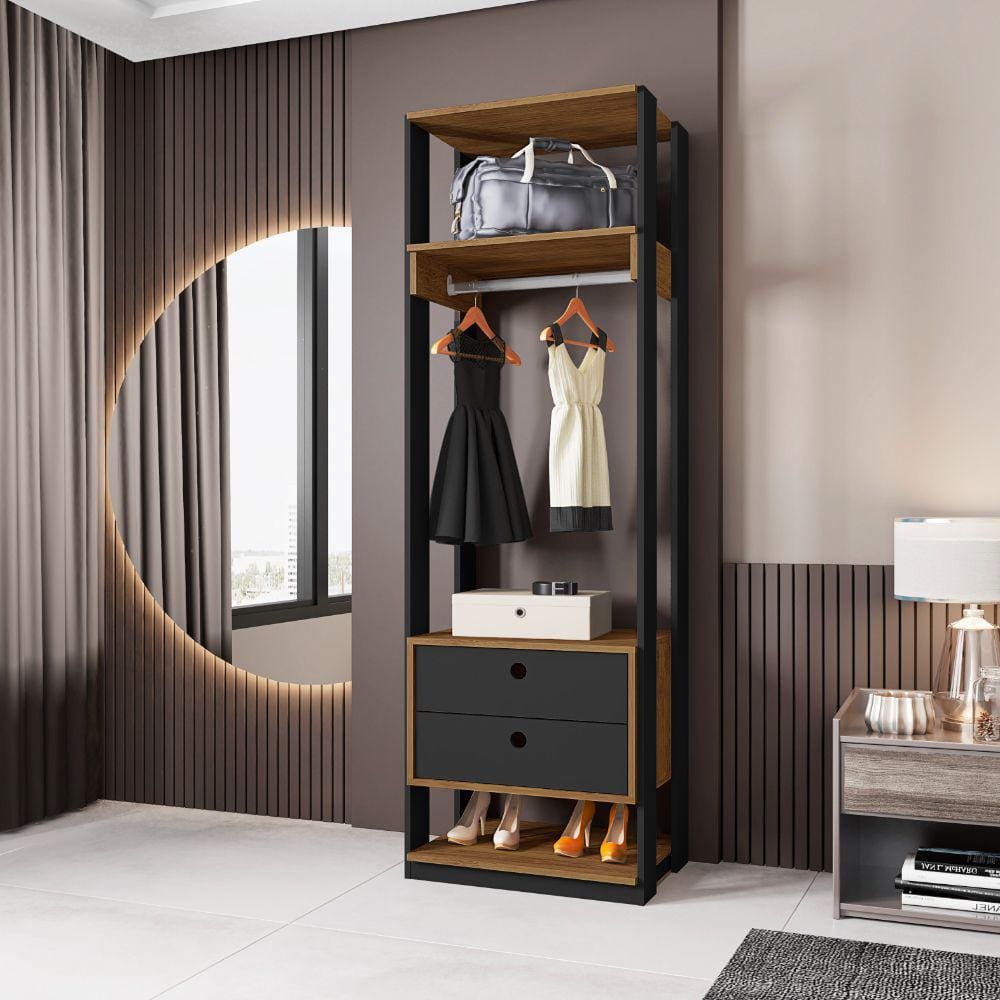 Closet Guarda Roupa Aberto Armario Com 2 Gavetas Titan