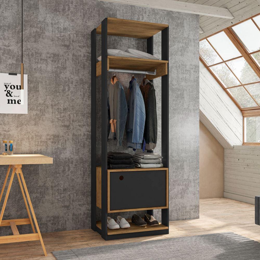 Closet Guarda Roupa Aberto Armario Multiuso Com Porta Titan