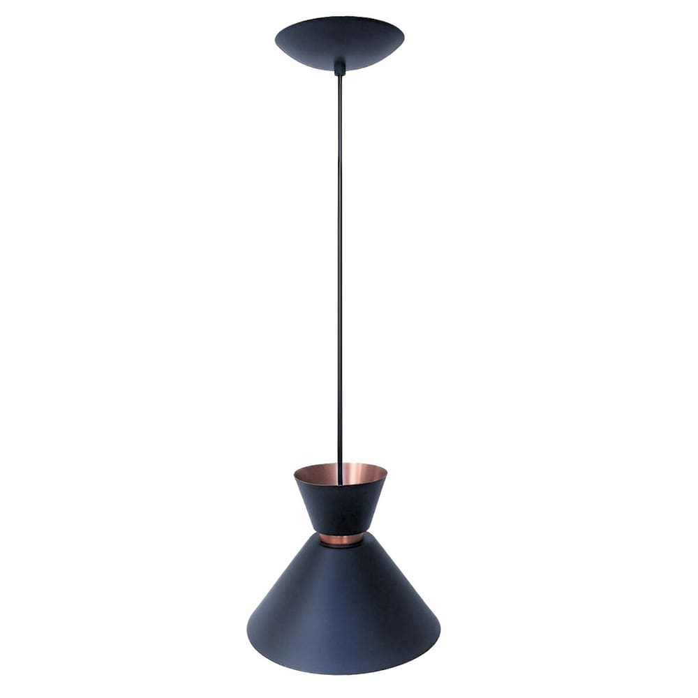 Luminária Pendente Moderna Malibu Preto e Cobre Stilo Lustres
