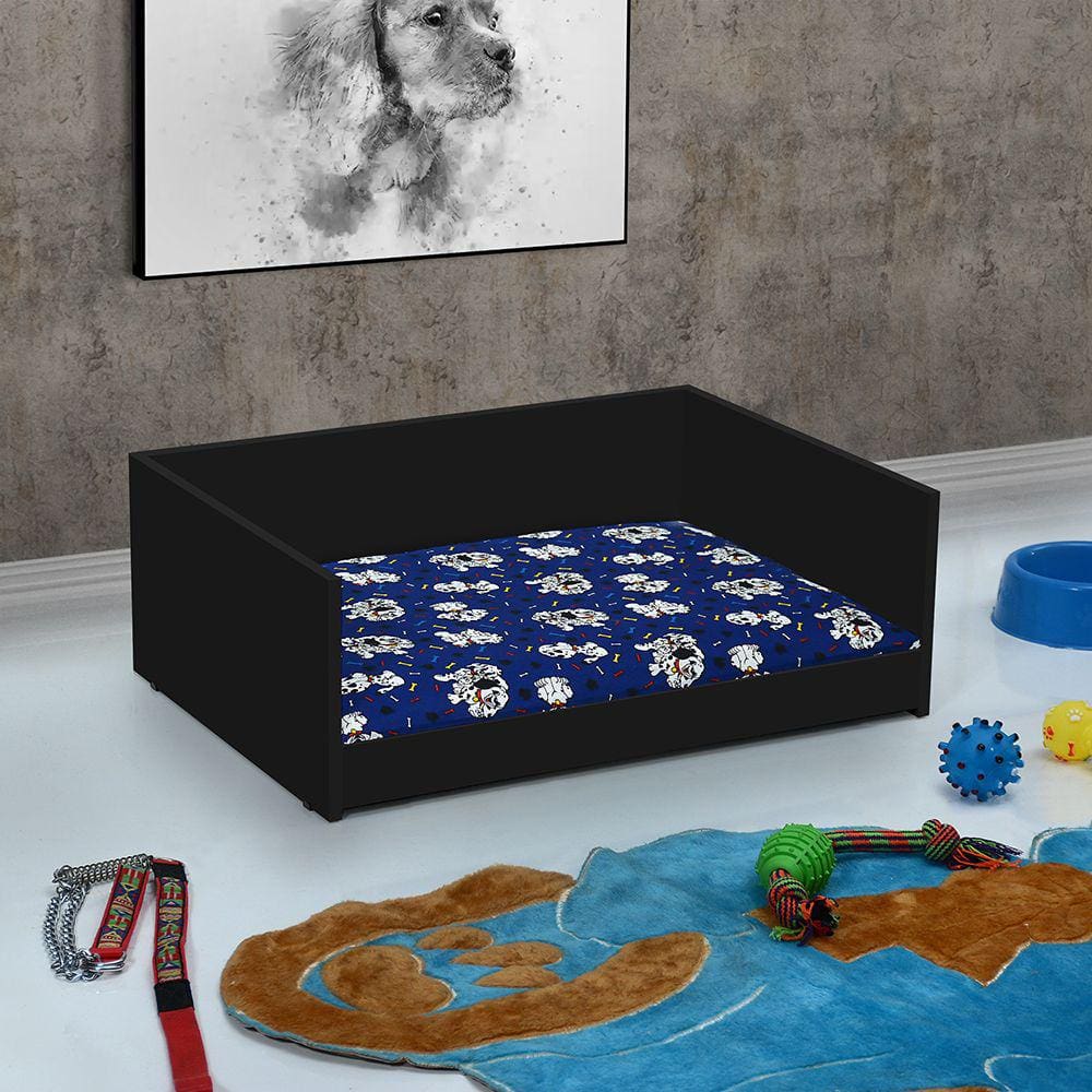 Cama Pet Confort Macia Bordas Elevadas – Preto / Azul