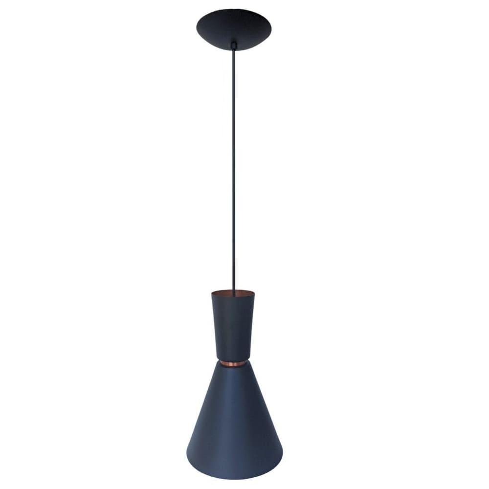 Luminária Pendente Moderna Nevada Preto e Cobre Stilo Lustres