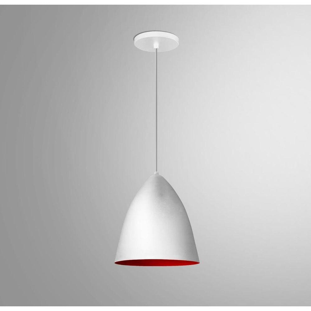 Lustre Pendente Modelo Vegas Luxo Branco Com Vermelho