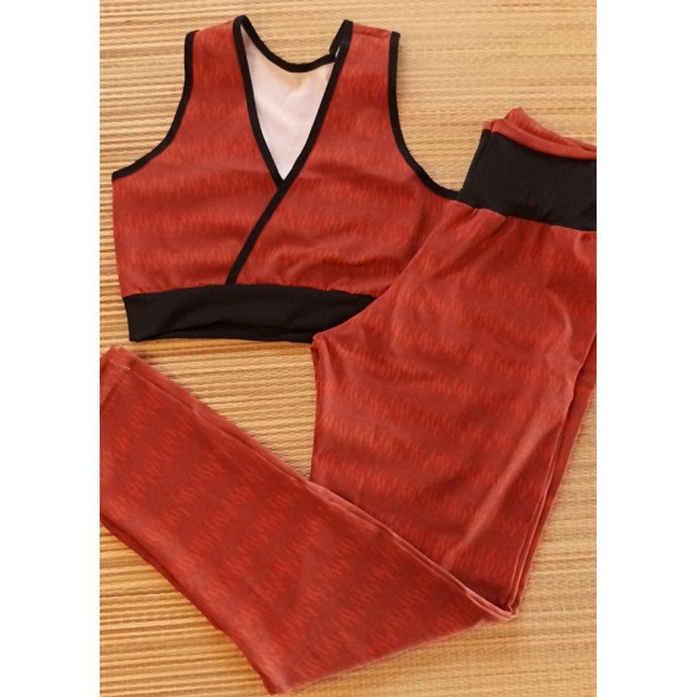 Conjunto de Roupa Fitness Top mais Calça