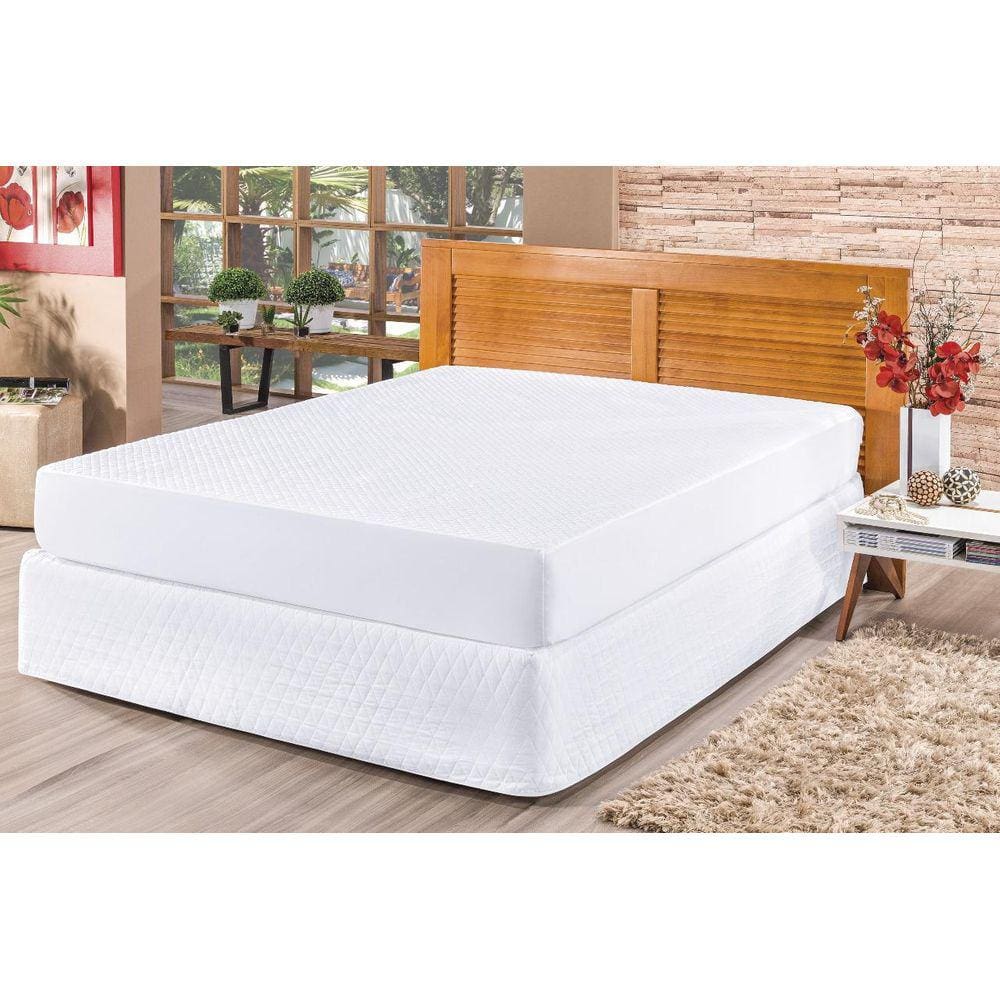 Capa Protetora Impermeável De Colchão De Viúva 1,28M Branca
