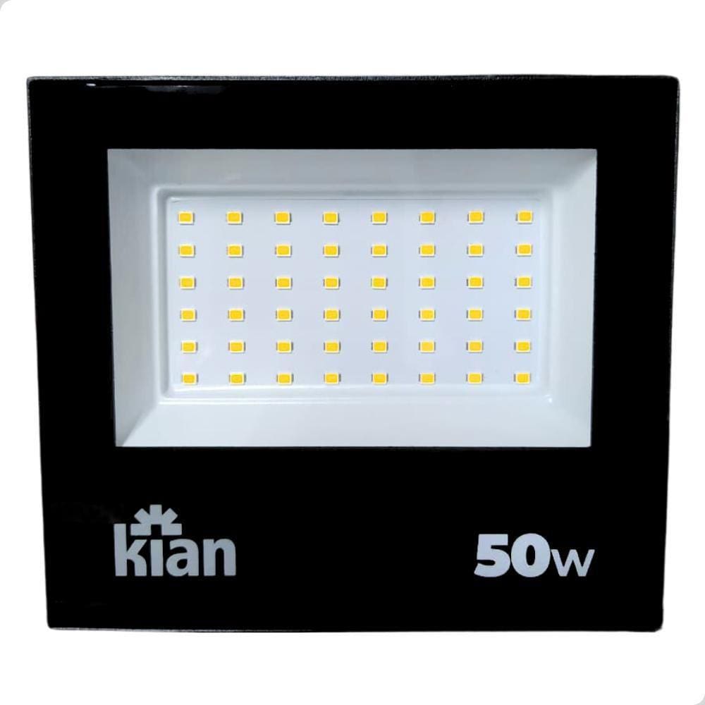 Refletor Led Holofote 50W Bivolt 3000K Amarelo Prova D`Agua