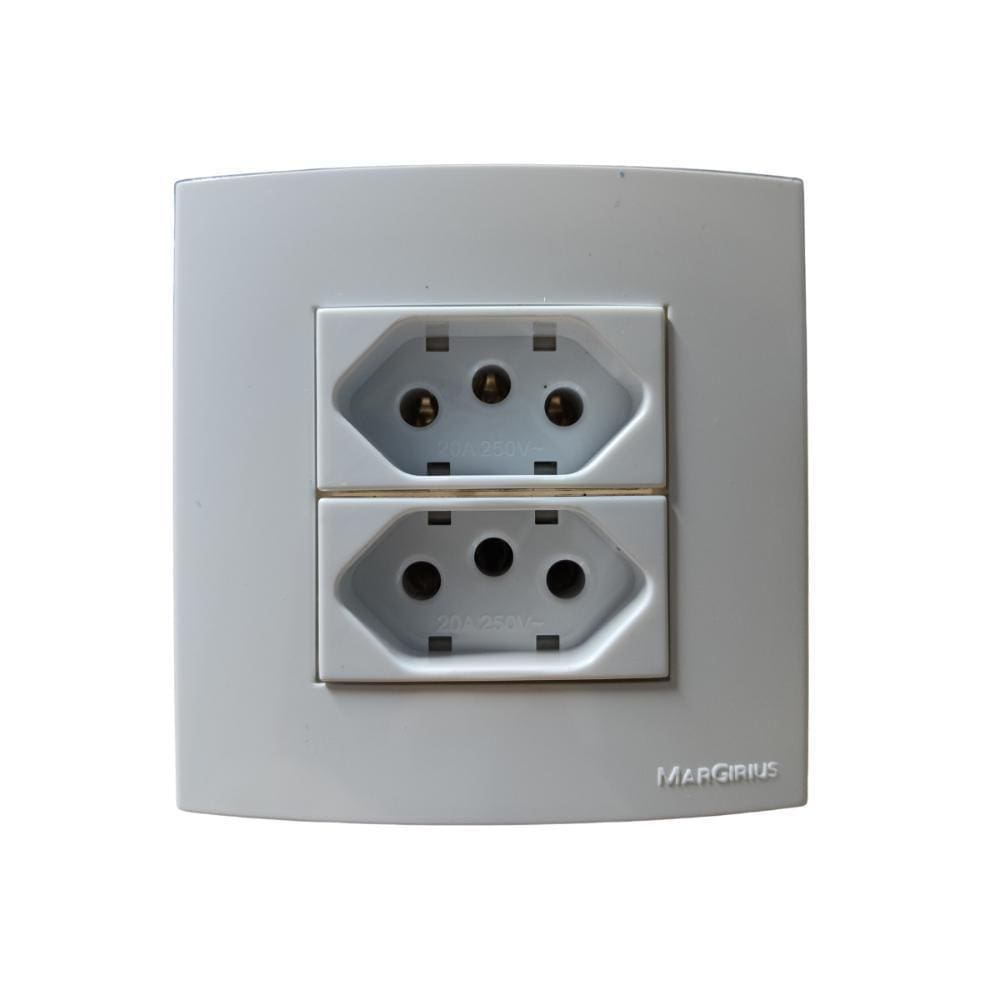 Tomada Dupla Móveis Pedra Drywal Margirius 10/20A Branca