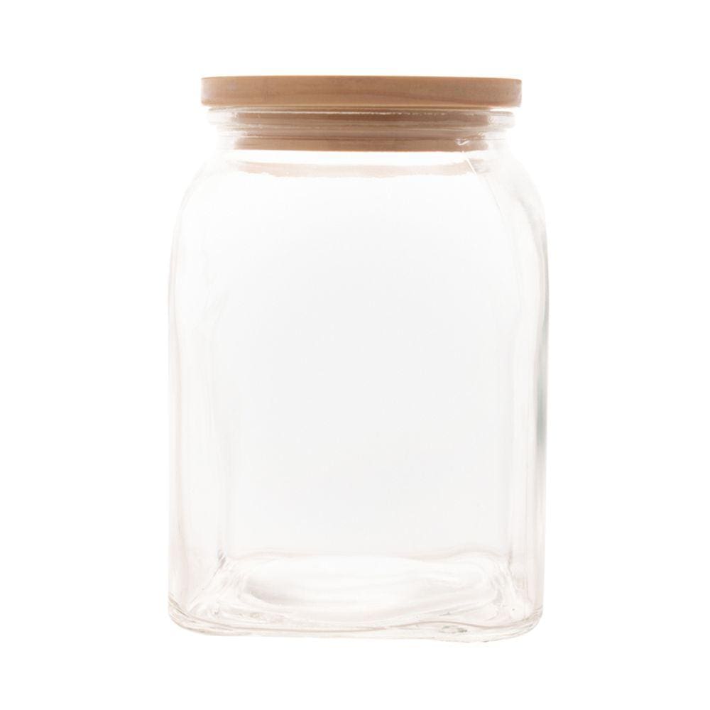Porta Mantimento de Vidro com Tampa de Bambu 1L - Lyor