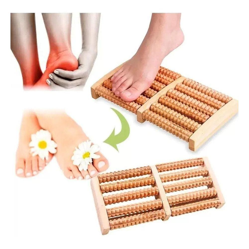 Massageador De Pé Bolinhas 2 Pés Em Madeira