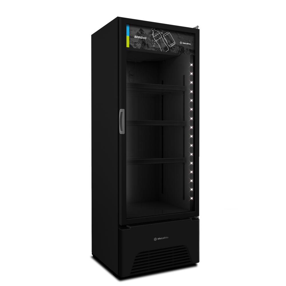 Refrigerador Vertical Metalfrio Porta de Vidro 406 Litros VB40AH 127V Essential ALL BLACK