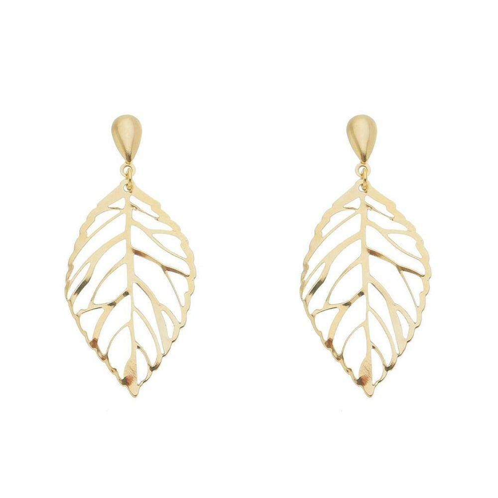 Brinco Folha Banhada A Ouro 18K