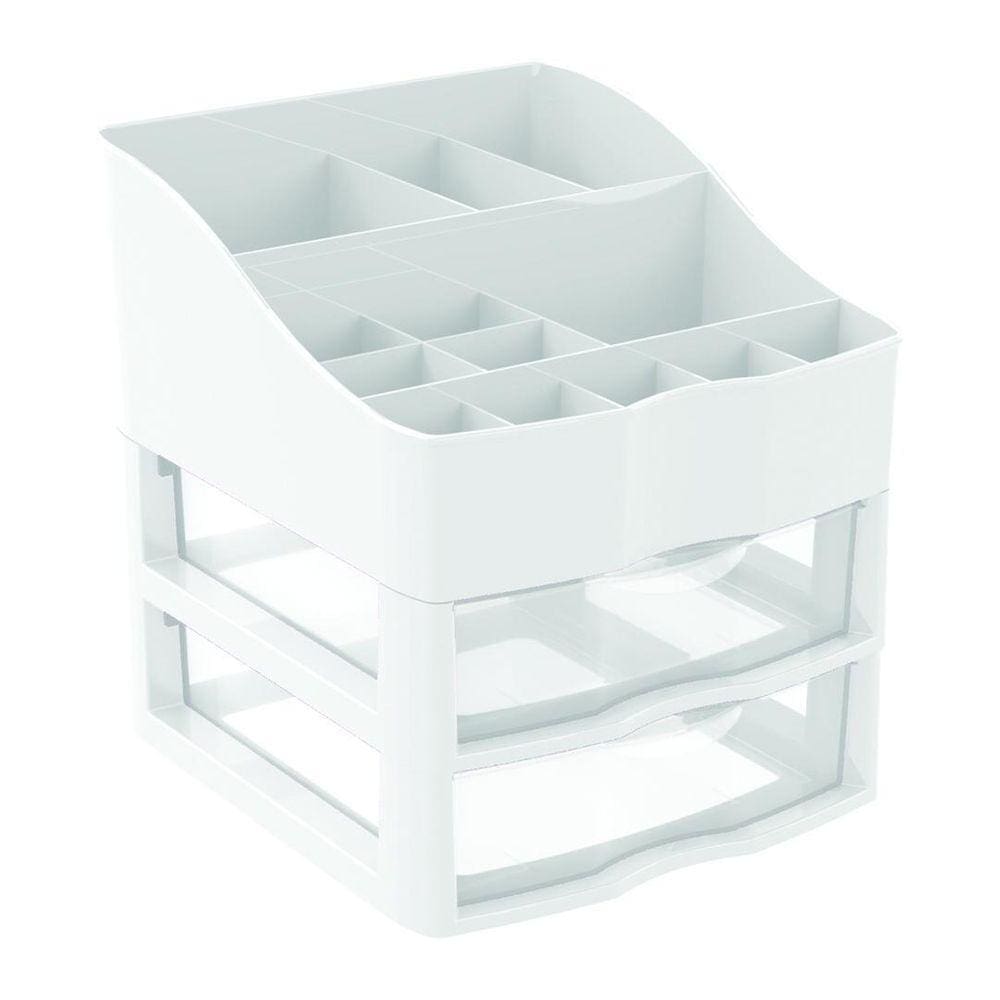 Kit Organizador De Cosmeticos E Maquiagem 2 Gavetas Branco