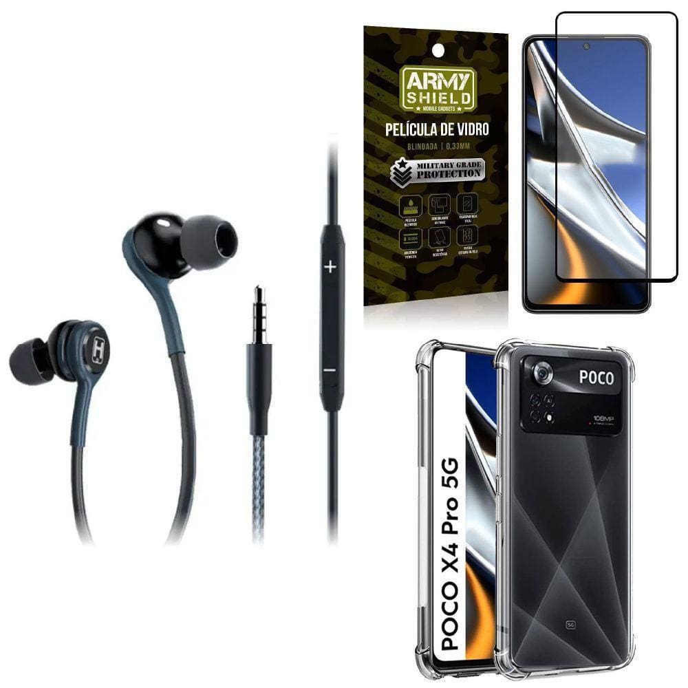 Capa Poco X4 Pro 5G + Fone De Ouvido Extreme + Película 3D
