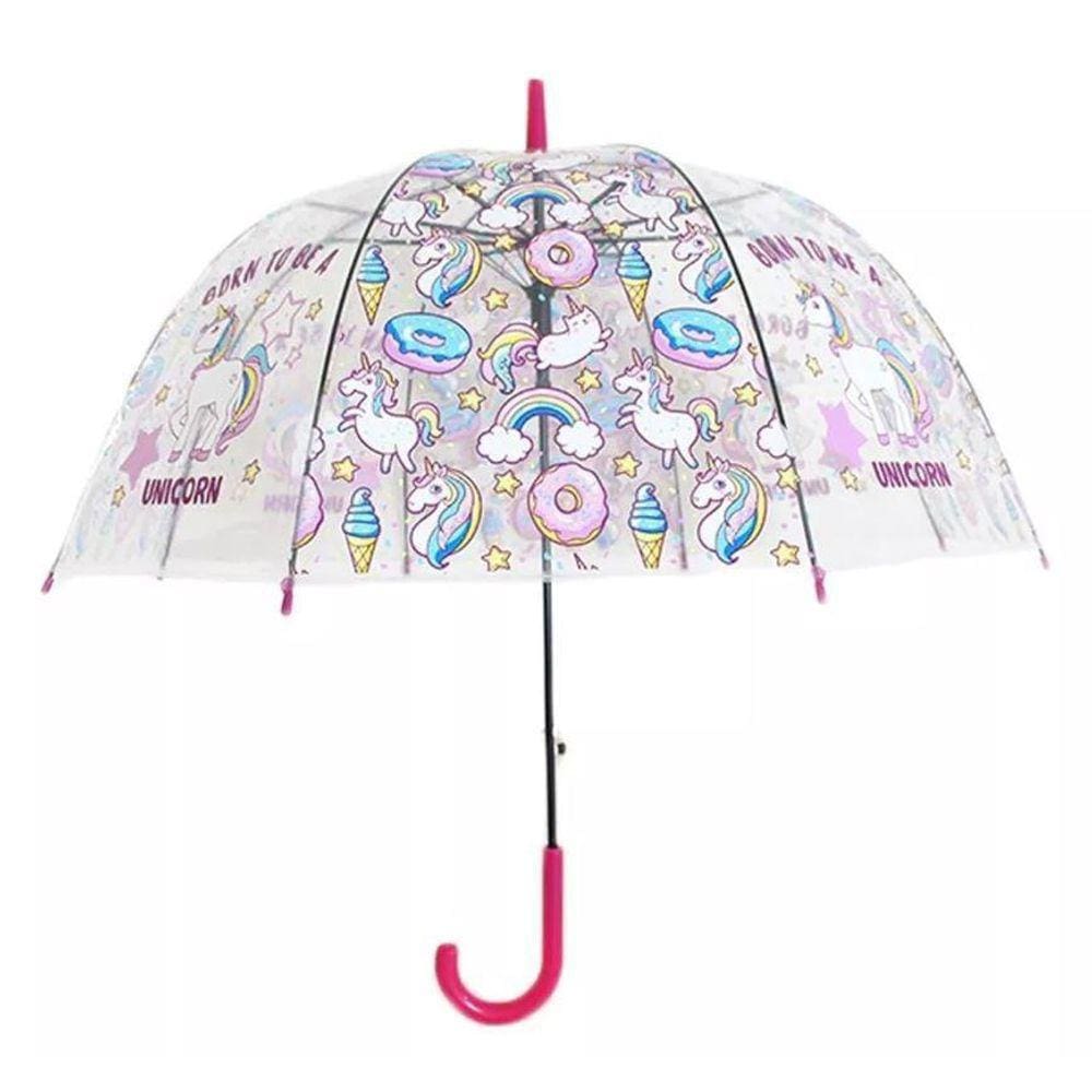 Guarda Chuva Transparente Infantil Menina Chuva Unicórnio