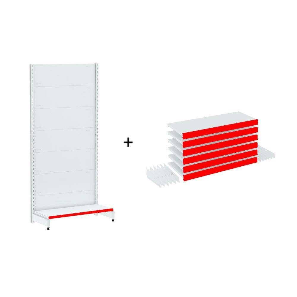 Gondola Parede 196 Amapa Flex Inicial Branco 7 band PE Vermelho - Amapá