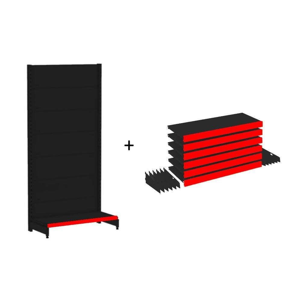 Gondola Parede 170 Amapa Flex Inicial Preto 7 band PE Vermelho - Amapá