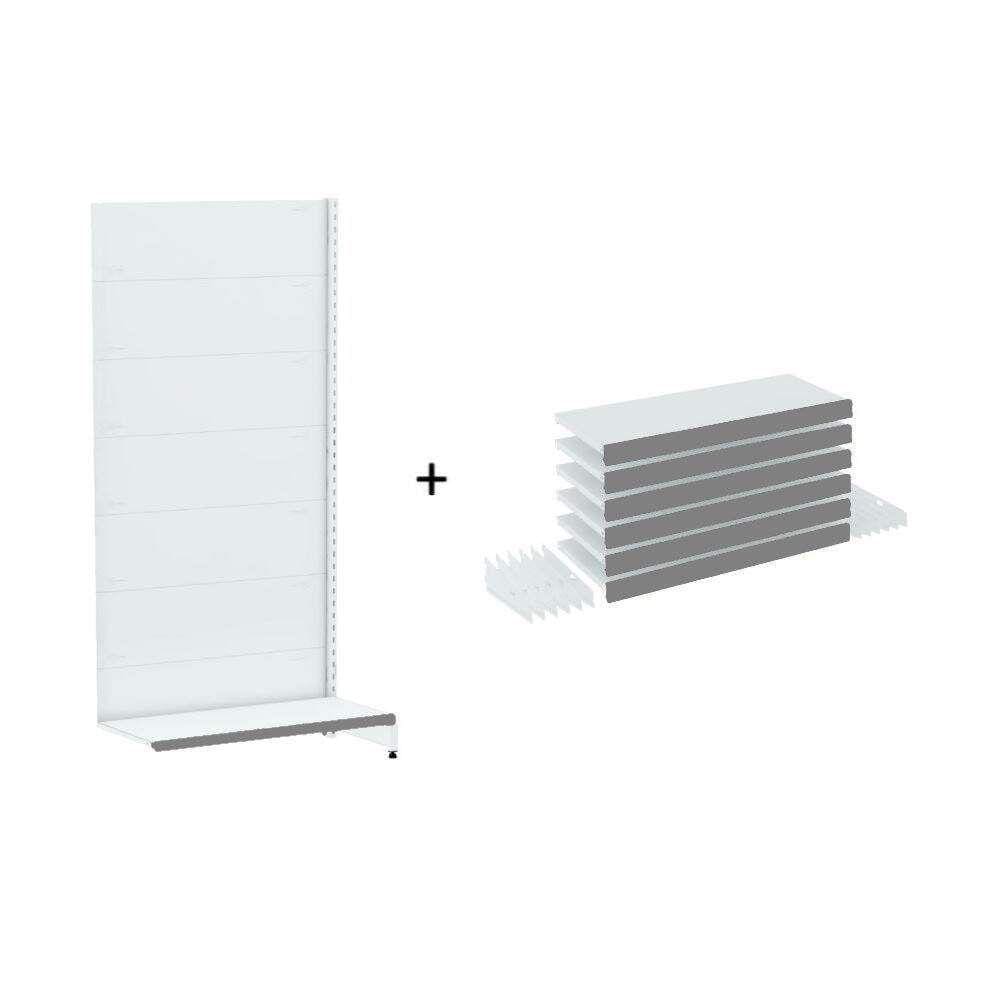 Gondola Parede 170 Amapa Flex Continua Branco 7 band PE Cinza - Amapá