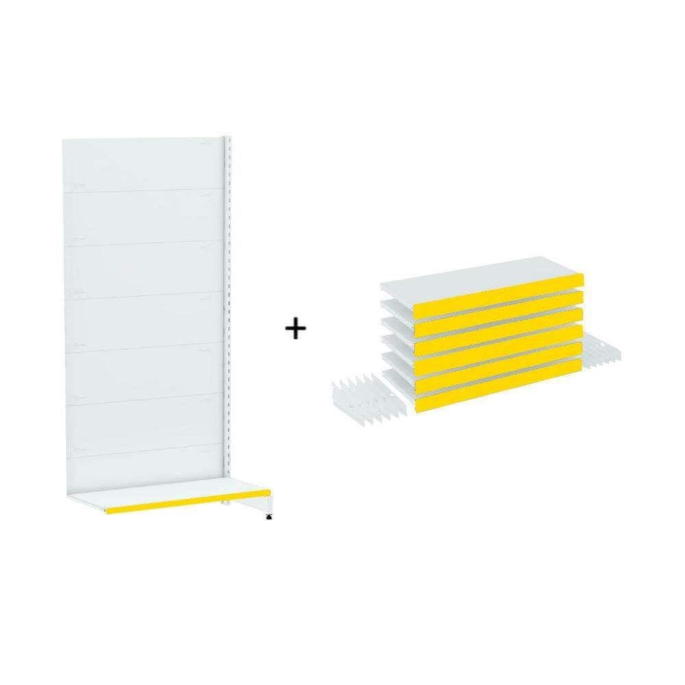 Gondola Parede 196 Amapa Flex Continua Branco 7 band PE Amarelo - Amapá