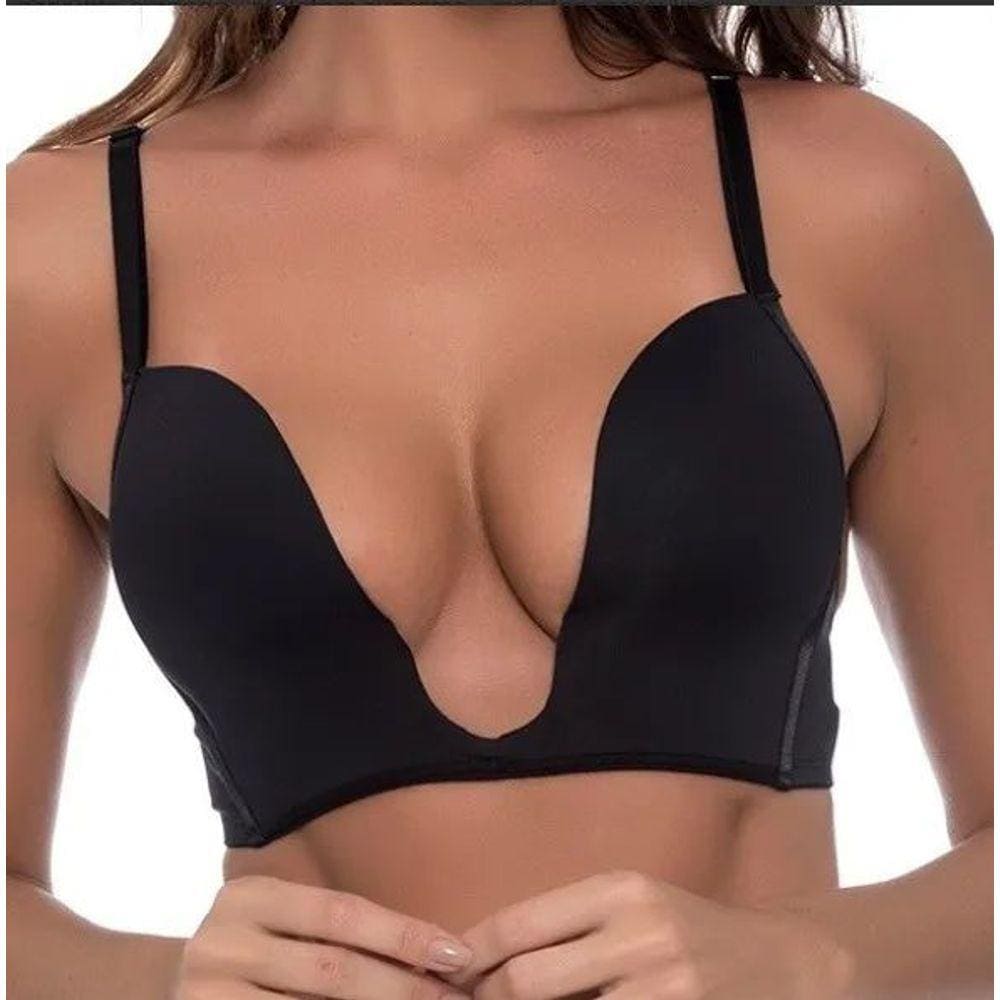 Sutiã Das Famosas Decote U Efeito Silicone