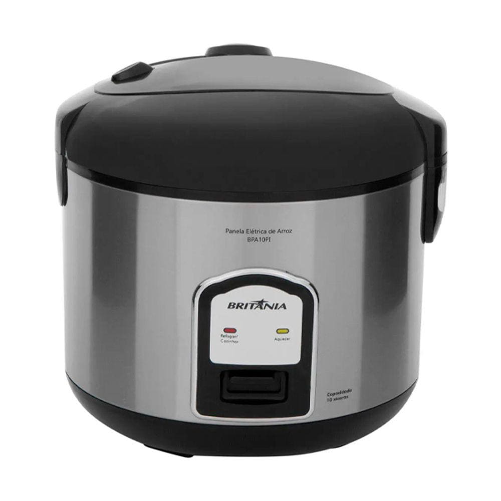 Panela Elétrica Arrozeira Britânia BPA10PI 10 Xícaras Preto/Inox Função Refogar