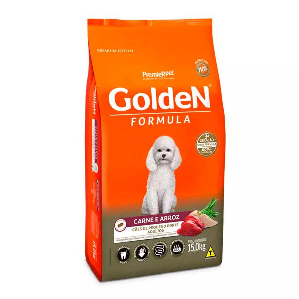 Ração Golden Fórmula Cães Adultos Mini Bits Carne E Arroz - 15Kg