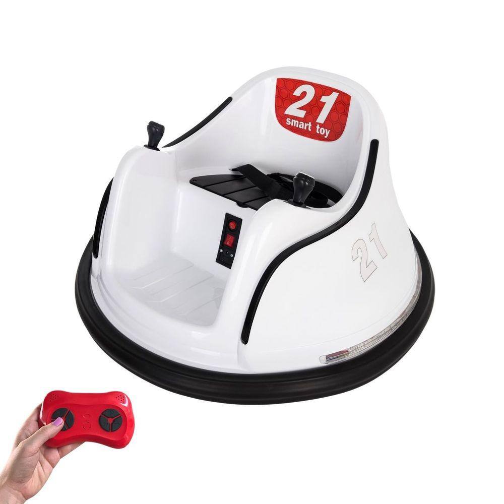 Carrinho Bate-bate Elétrico 6v Branco Com Controle Remoto