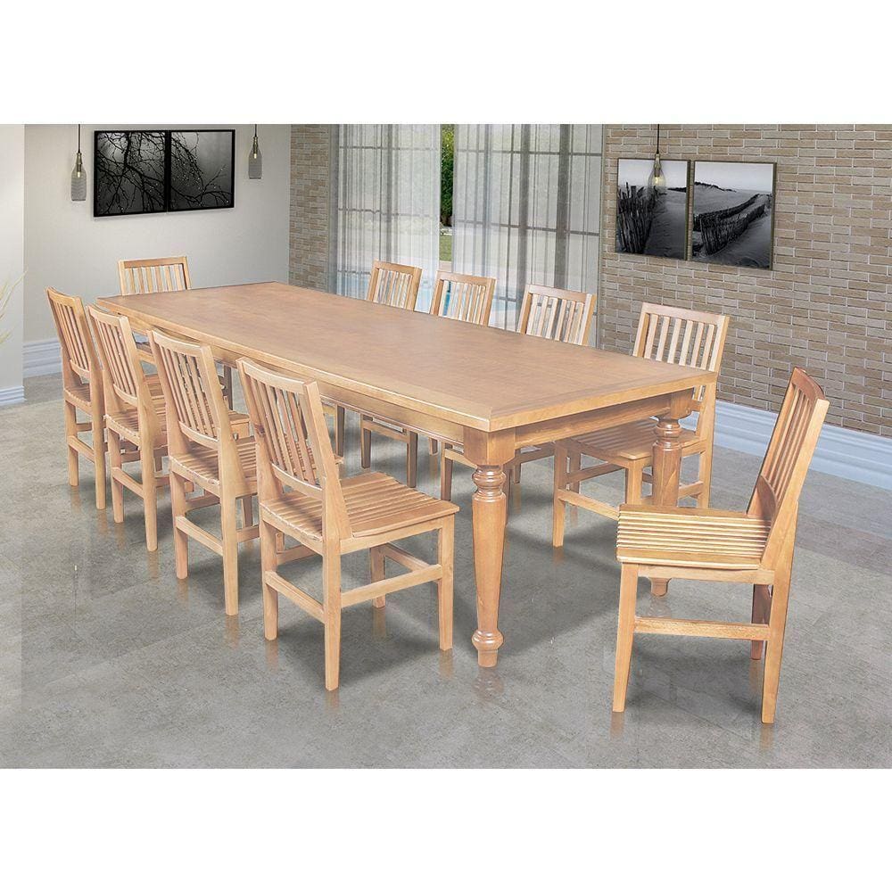Conjunto Jantar Mesa Franscisca 270X100 Com 10 Cadeiras Ripada Confort Natural - Marrom