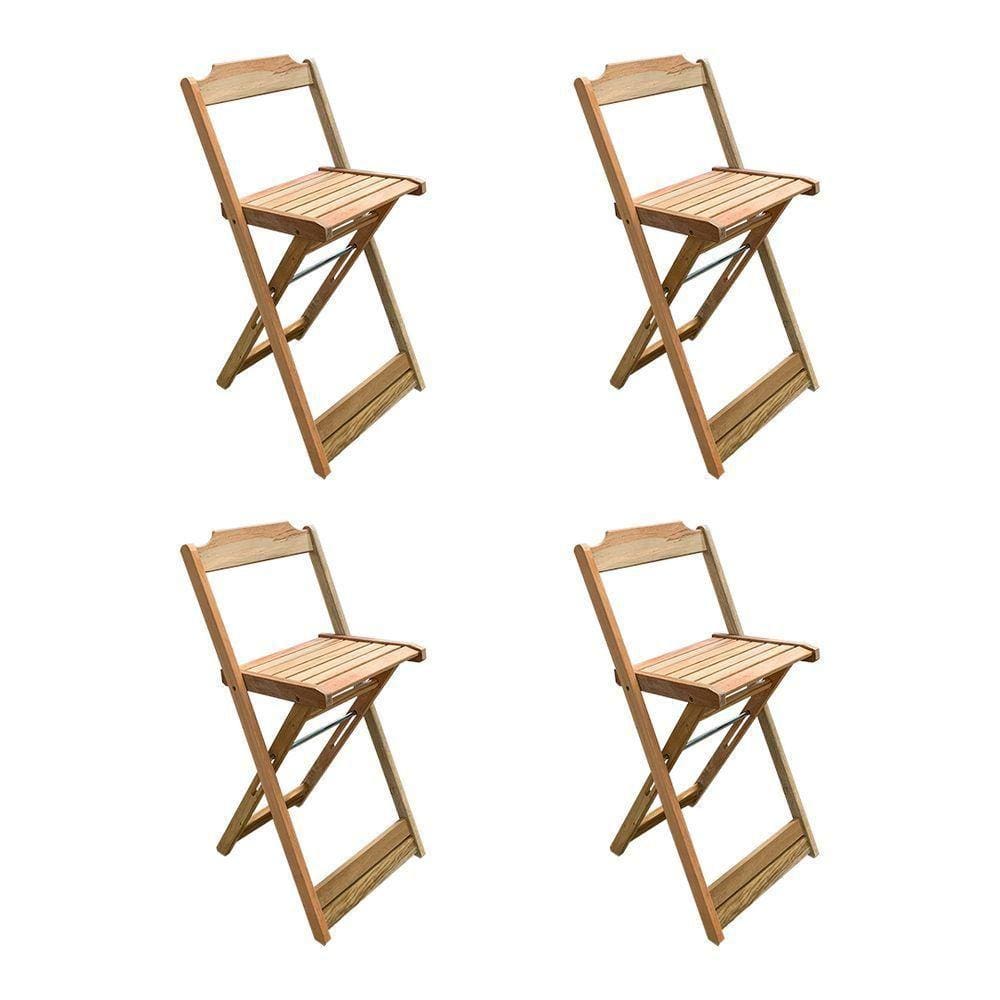 Kit 4 Banquetas Bistrô Dobravél Para Bar - Sem Pintura / Crua