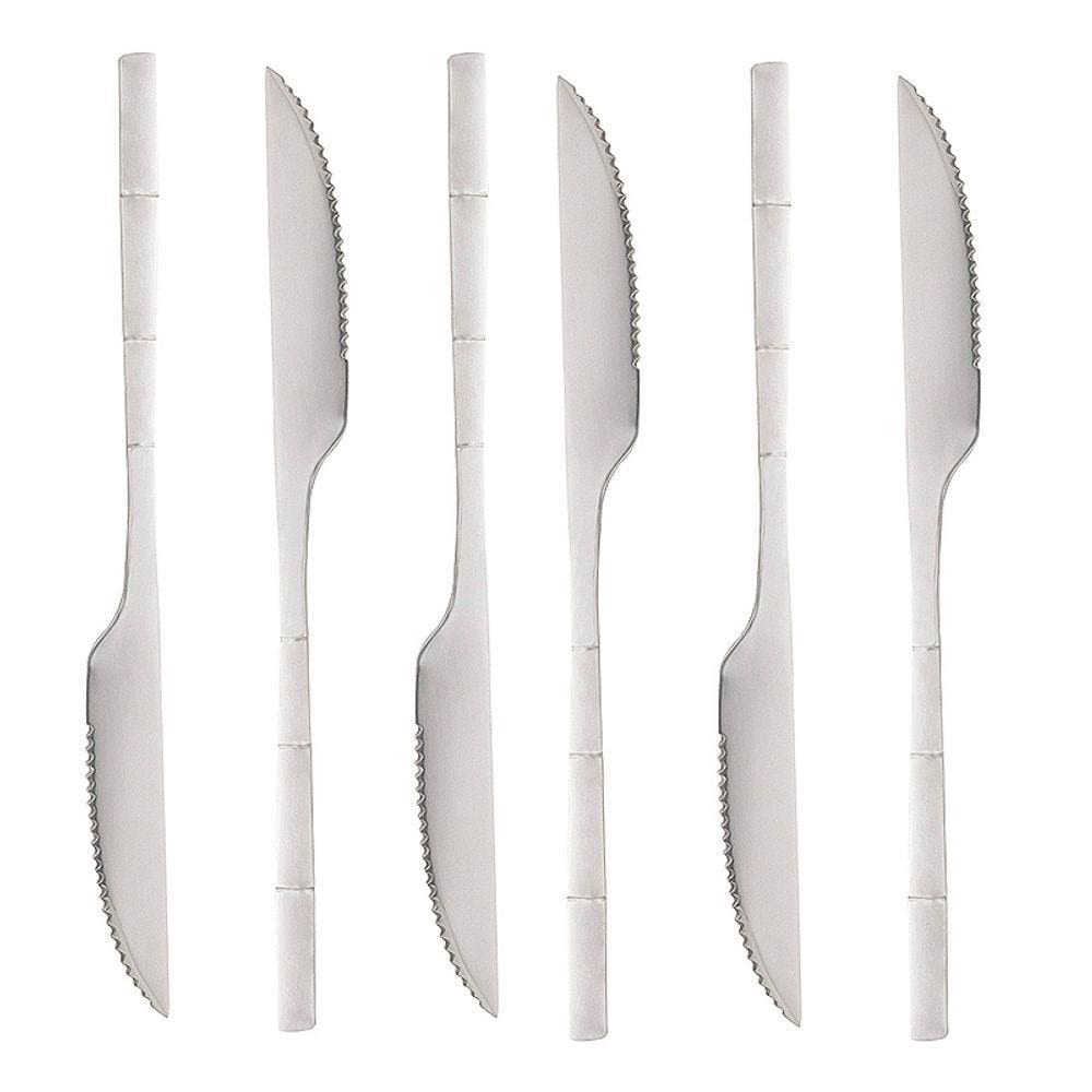 Conjunto 6 Facas de Churrasco de Aço Inox Bambu Elegant 22,3cm 1804 - Lyor