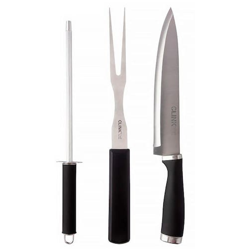 imagem-Conjunto de Faca e Garfo Churrasco Linha Cheff 3 pçs CK5968 - Clink