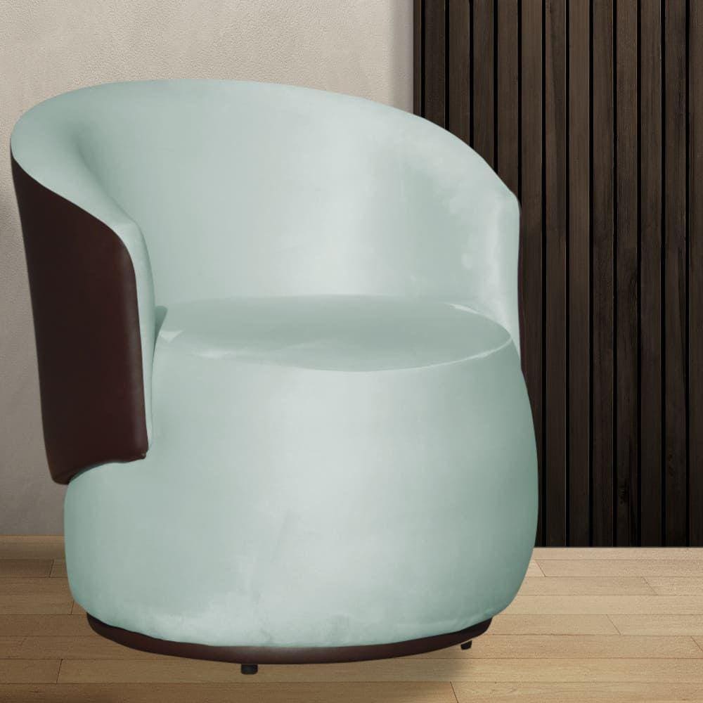 Poltrona Orgânica Veludo Acqua Com Composê Marrom - Vallisa Decor