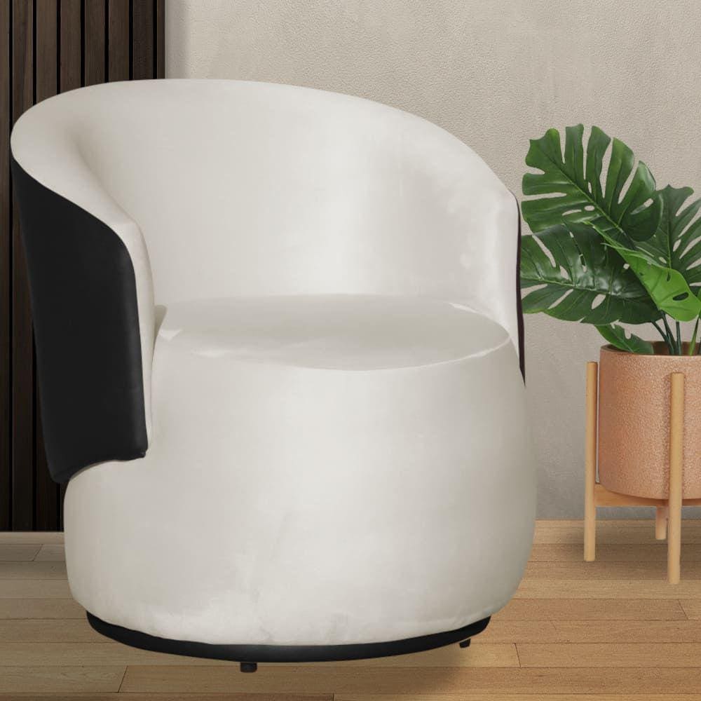 Poltrona Beatriz Veludo Bege Com Composê Preto - Vallisa Decor