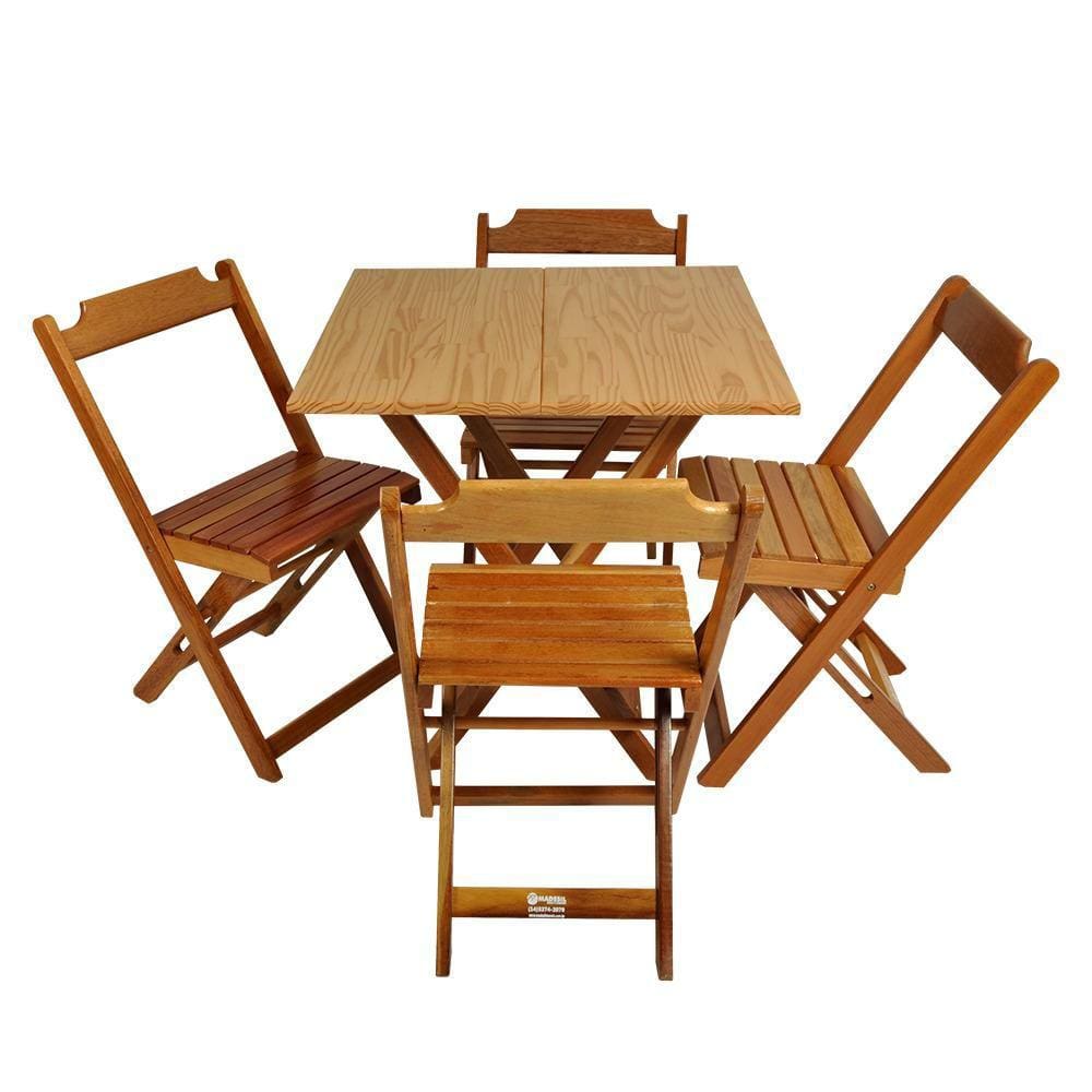 Conjunto Mesa E 4 Cadeiras Encosto Reto Madesil