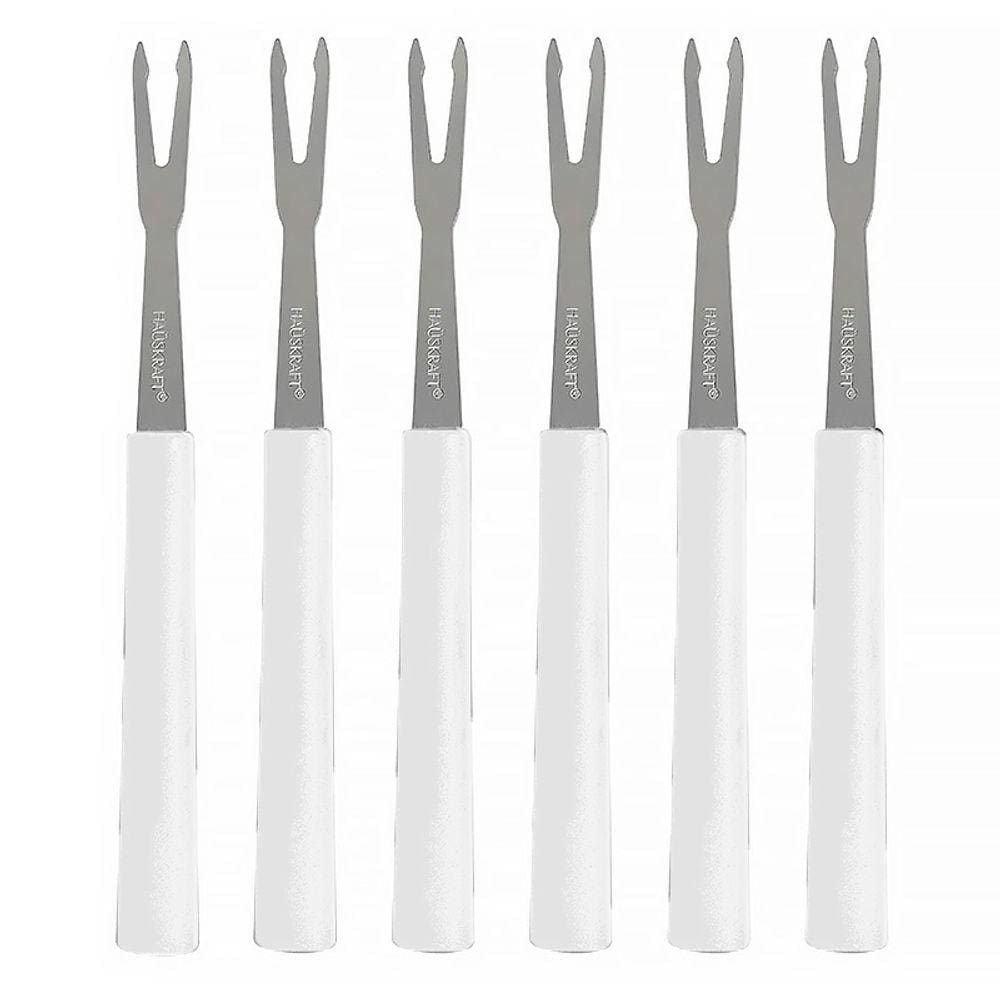 Conjunto de Garfos para Petiscos 6 pçs Branco em Inox CJGA-004BR - Hauskraft