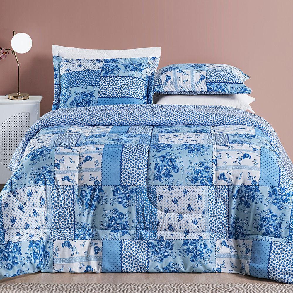 Edredom Queen 3 peças Dupla face Inverno Quente Bouti Estampado