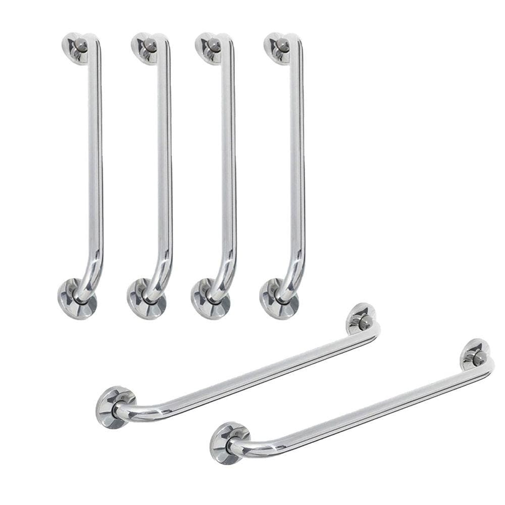 Alça Barra de Apoio Inox Kit 5 Unidades 70cm e 80cm Gestante Idoso Deficiente Acessibilidade Resistente Banheiro Box Quarto Corrimao Segurança Suporte