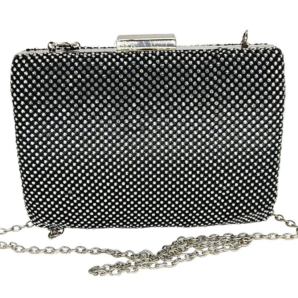 Bolsa clutch feminina prata strass de alça brilho festa luxo