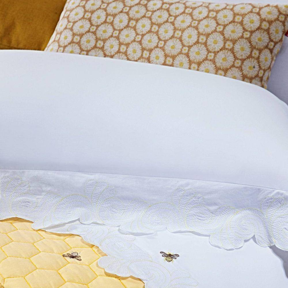 Jogo de Cama King Melzi 4 Peças Percal 200 Fios Bernadete Casa Amarelo
