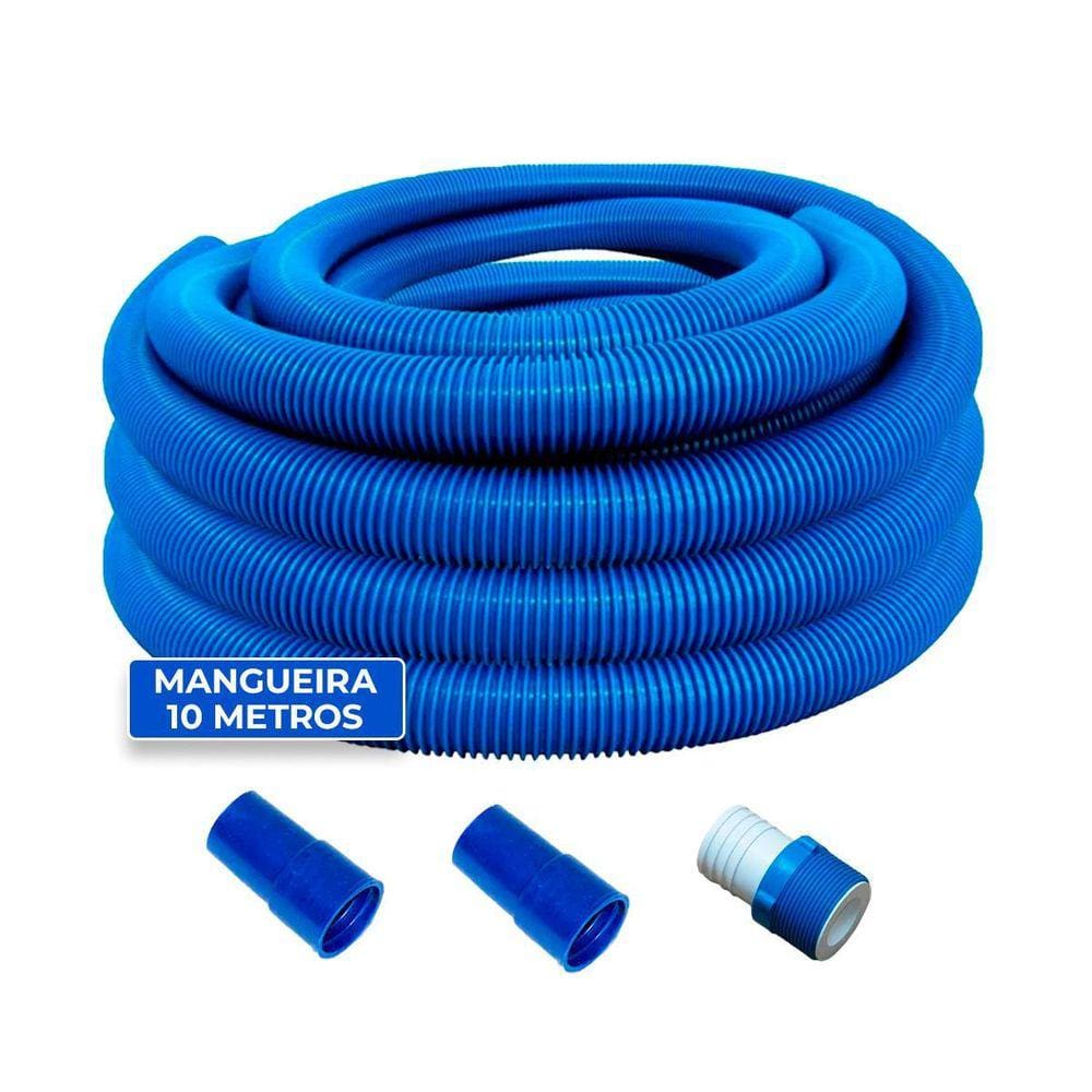 Mangueira Flutuante 10Mts Com Ponteiras E Adaptador Piscina
