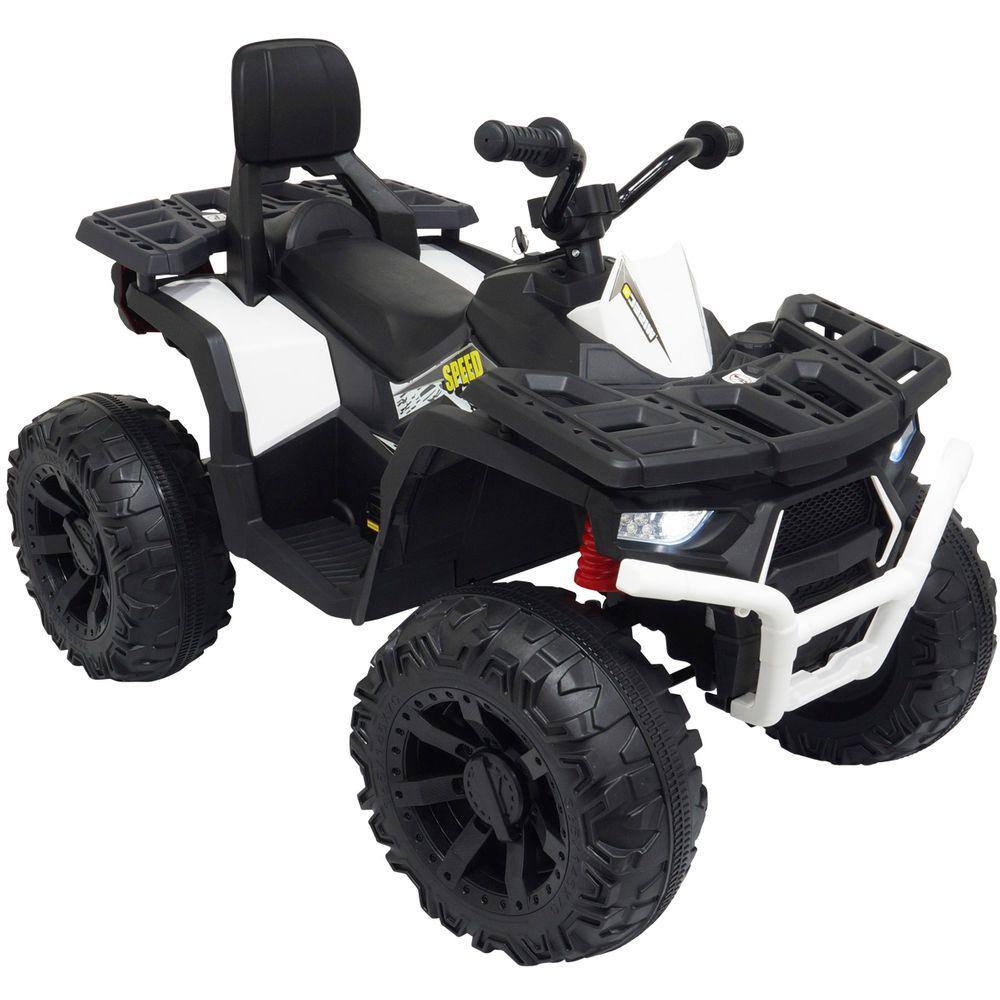 Mini Quadriciclo Elétrico Moto Infantil Bateria 12V Luz Som Controle Bivolt Branco Brinqway BW-029